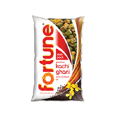 Fortune Kachi Ghani Mustard Oil 1 Lt Pouche
