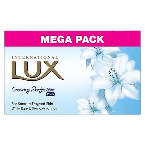 LUX International Creamy Perfection Plus For Smooth Fragrant Skin with White Rose And Swiss Moisturizer bathing Soap | For Glowing Skin | 500gm